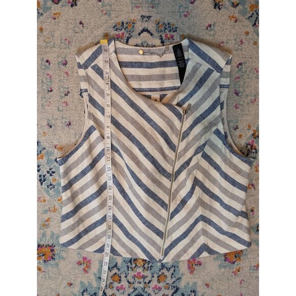 Chico's Black Label Zip Striped Vest in Blue Combo - 2 - Picture 7 of 10